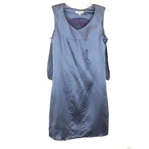 NWOT Contrarian Pure Blue Silk Caped Mini Dress
